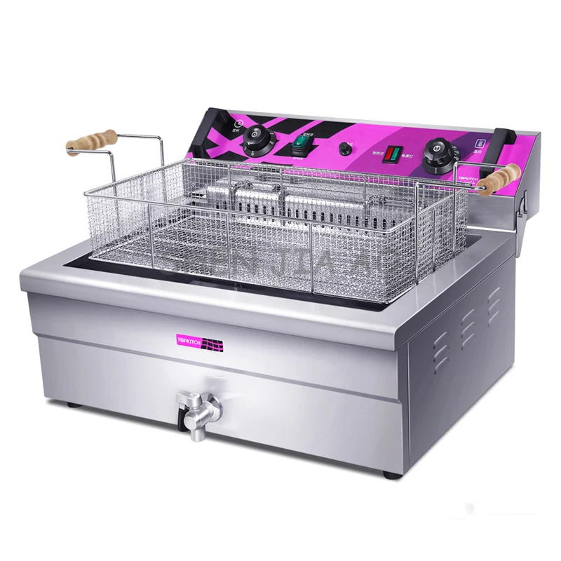 مقلاة كهربائية تجارية 20L سعة كبيرة اسطوانة واحدة الكهربائية فراي الدجاج مع جهاز قلي أصابع البطاطس 220 فولت 1 قطعة