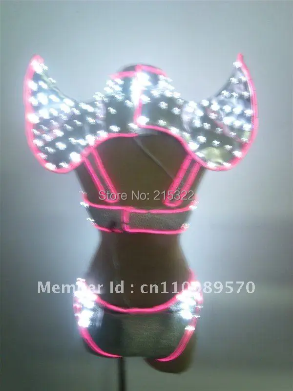 Sexy Womens LED Bikini Dance Performance Wear Girls Costume With Led Light Dress Luminous Clothing