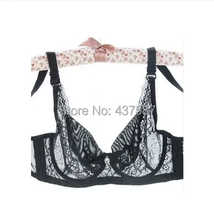 Fashion Sexy Lace Bra Transparent Push up Lingerie Women Underwear Intimates Floral Mesh Patchwork big bust 34-44 B C D VS C3396 image 4