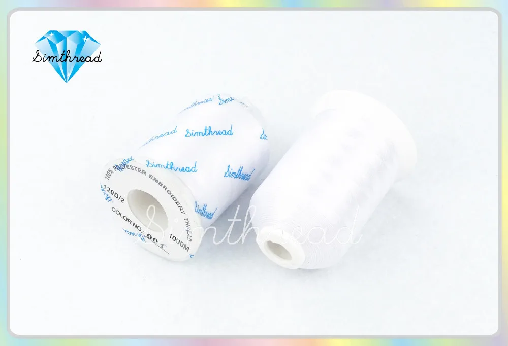 Brand Simthread White and Black Polyester Embroidery Thread 1000M/Spool Free Shipping