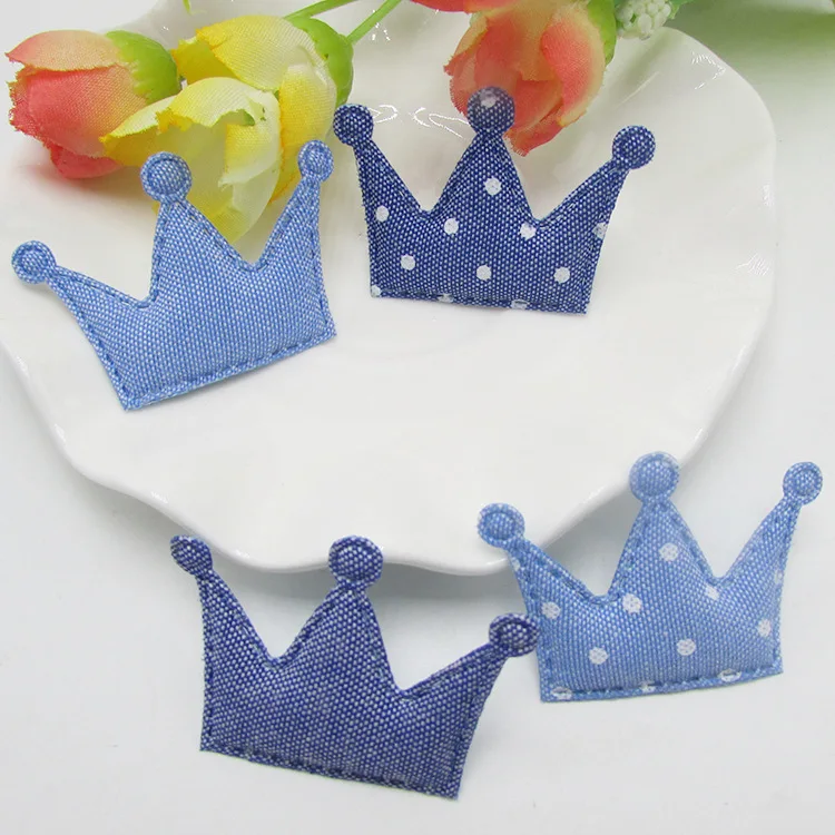 100pcs/lot small jean crown padded applique Crafts for headwear cake decorate DIY accessories 45mm*30mm