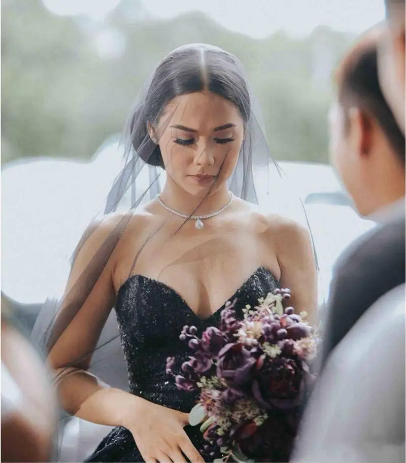 Stunning Bohemian Black Wedding Dresses Sexy Sweetheart Beaded Lace Ball Gown Bridal Dress Sequins Noble Country Wedding gown image 5