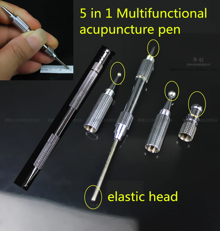 medical Pure copper 5 in 1 multifunctional acupuncture stick Ear facial massage acupoint elasti meridia probe Acupuncture pen