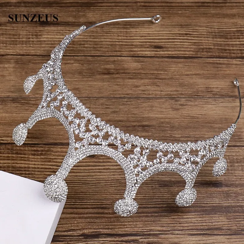 Công Chúa Tiara Cô Dâu Shinny Pha Lê Cưới Vương Miện Sang Trọng Băng 2022 Bạc Mũ Accesorios Novia SQ0323