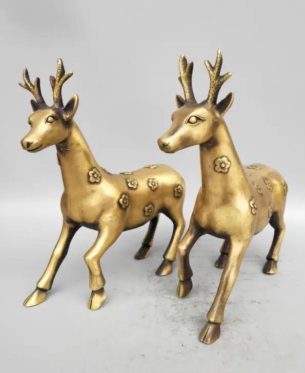 Collection collection archaize brass Sika deer statue A pair big