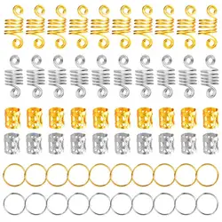 흑인 여성용 인기있는 실버 헤어 비즈, 마이크로 헤어 링 브레이드 쥬얼리, 나선형 금속 마이크로 링크 튜브 참, 120 개