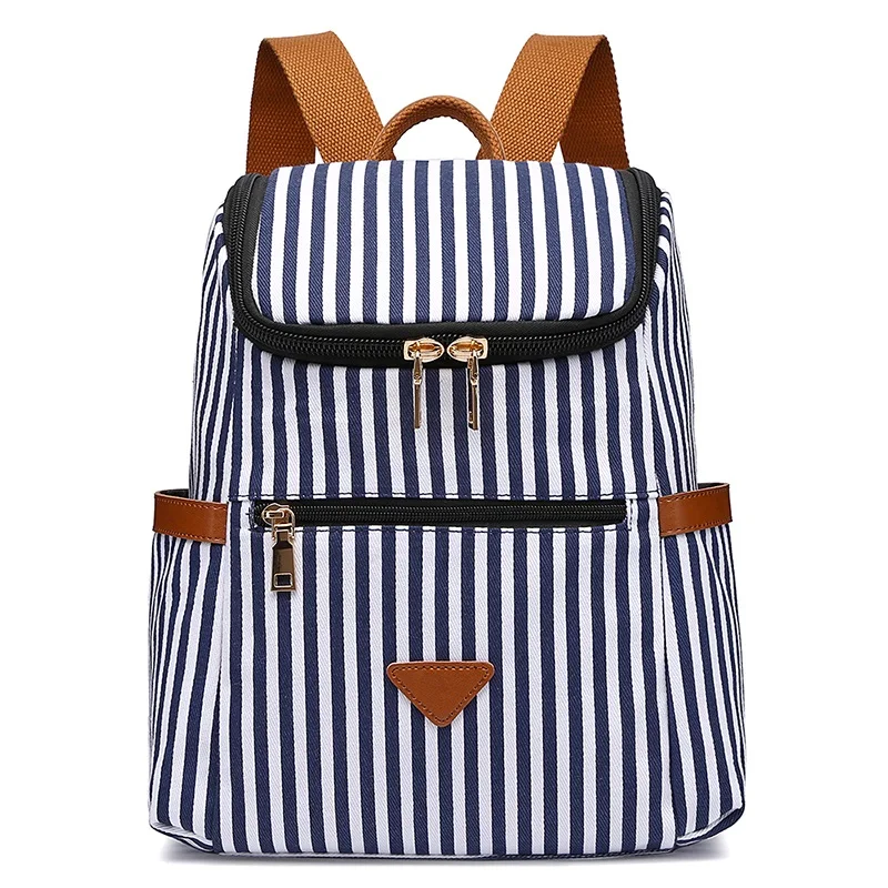 

Stripe Mochila Feminina Casual School Bags for Teenage Girls Backpack Women College Bookbag Lady Travel Rucksack Canvas Bagpack