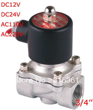 

Free Shipping NEW 3/4" Stainless Steel Solenoid Valve FKM Water Air Oil N/C 120'C 2S200-20 DC12V