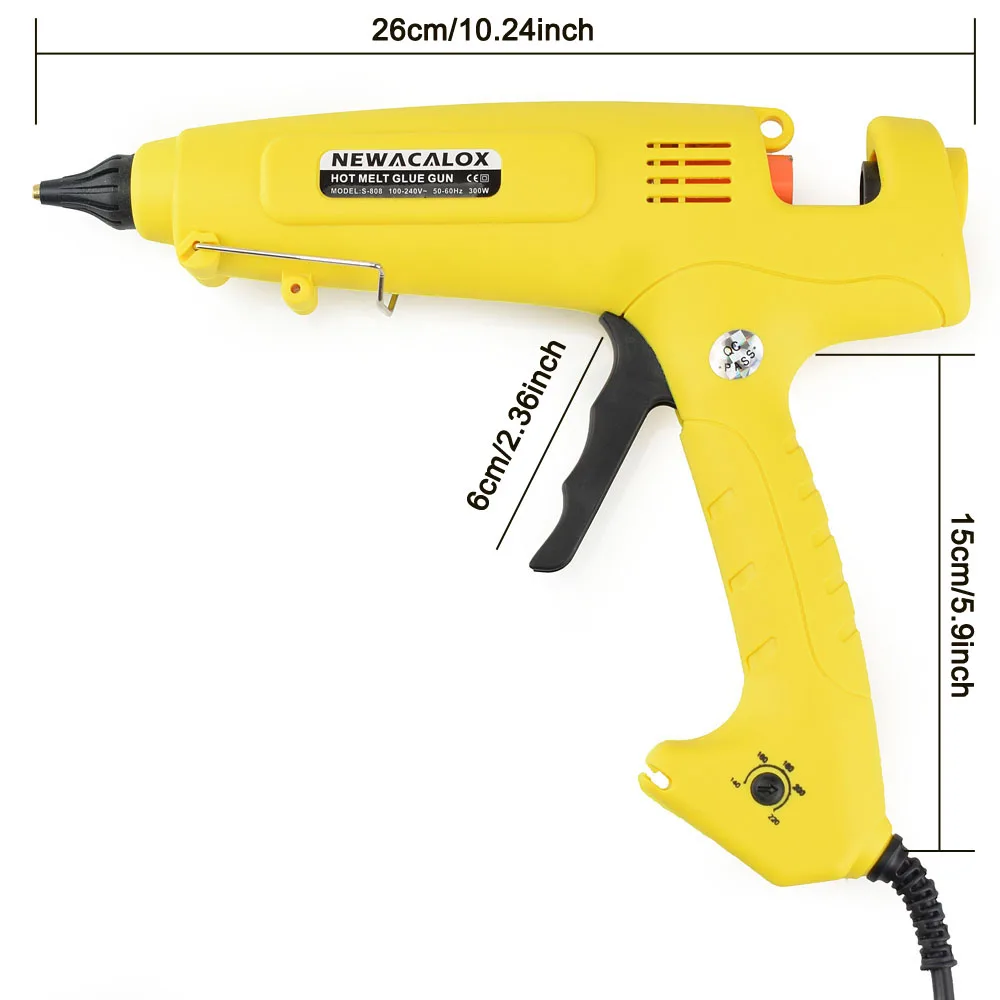 NEWACALOX 300W Hot Glue Gun Temperature Regulating Hot Melt Glue Gun with 11mm Glue Sticks/Copper Nozzle for Home DIY Tool