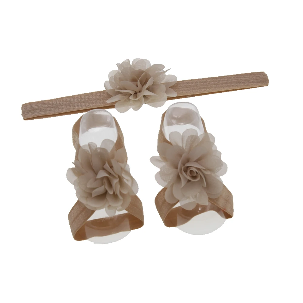 baby headband Flowers newborn baby barefoot sandals and headbands set kid shoes infant hair band children hair accessories