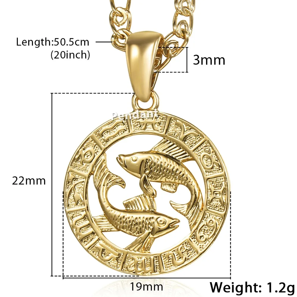 Hot Pisces Zodiac Sign Necklaces 585 Rose Gold Color Pendant Necklace Male Jewelry Gifts GP286