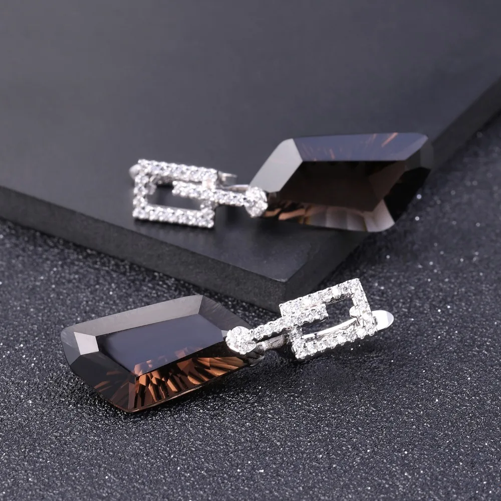 GEM\'S BALLET 925 Sterling Silver Dazzling Earrings Natural Smoky Quartz Gemstone Drop Earrings Fine Jewelry for Women Gift