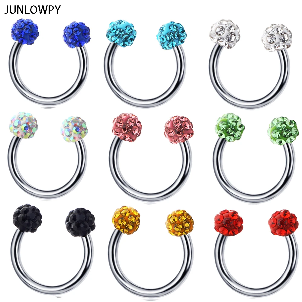 JUNLOWPY Nose Hoop Rings Stainless Steel 16g Horseshoe Ring Piercing Stud Ear Tragus Fashion Body Jewelry Pircing 6/8/10/12/14mm