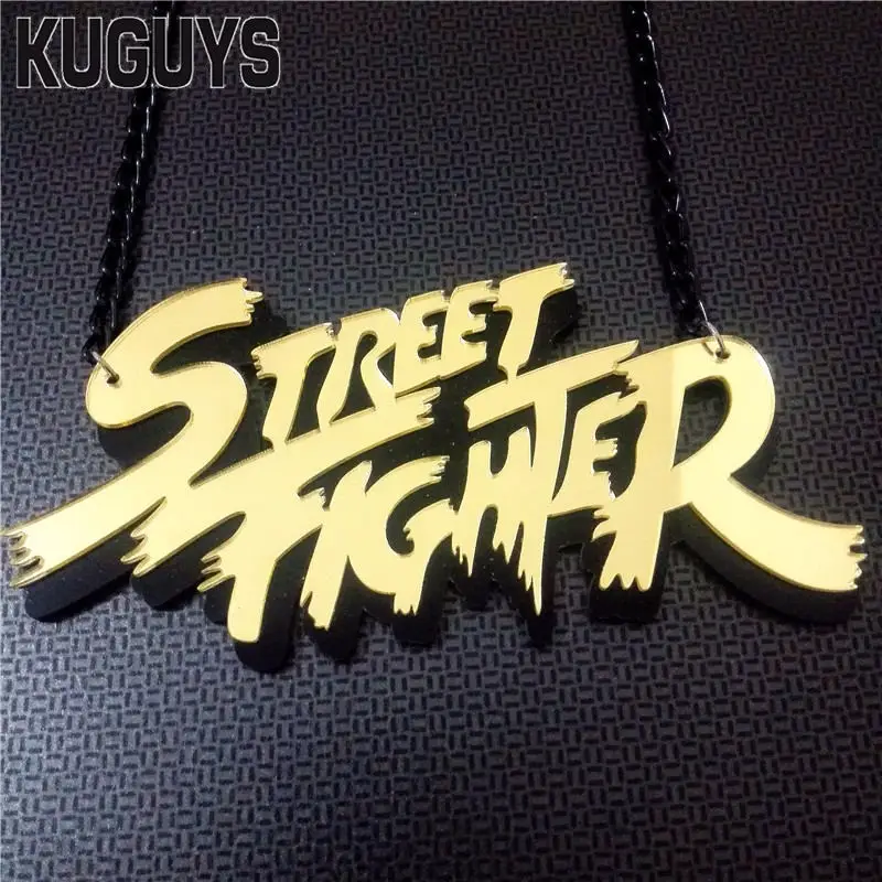 KUGUYS Games Pendant Necklace for Women Men Cartoon Fashion Jewelry Gold Color Mirror Letters Big Chain Accessories