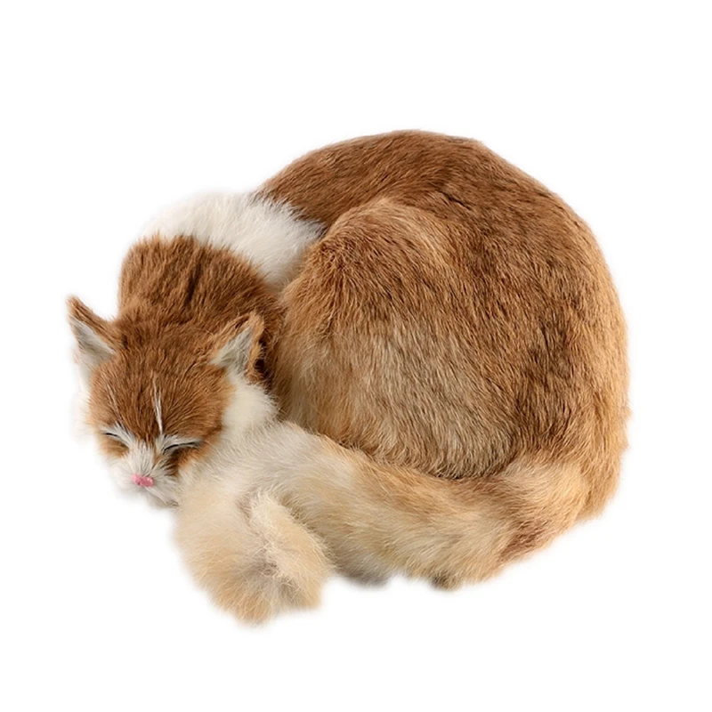 Realistic Animal Lying Cat Plush Toy Simulation Mini Cats Pet Toy Car Decoration Gift 29x30x10cm DY80044