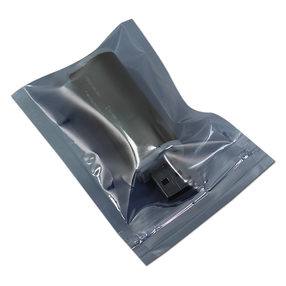 11*15cm Reclosable Anti Static Shielding Bags Zip Lock Self Seal Antistatic Data Line Sundries Storage Packaging Pouch Polybag