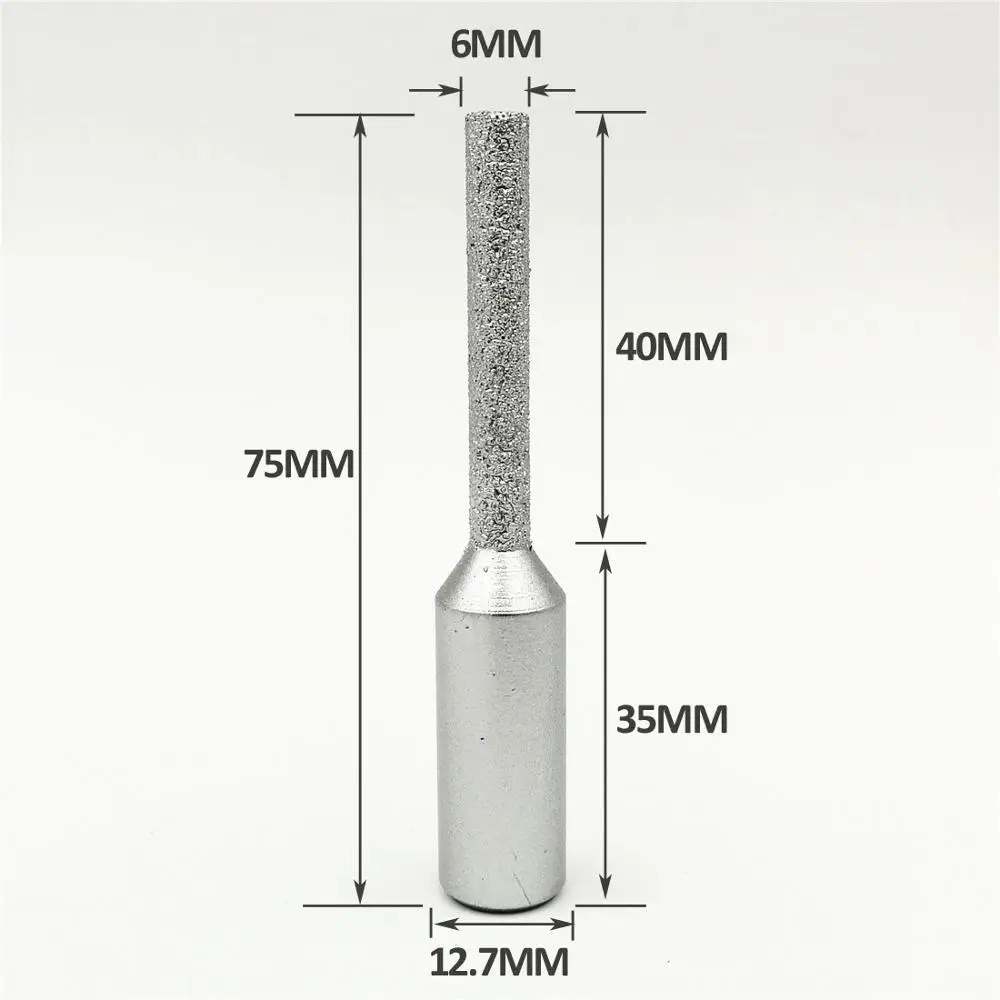 SHDIATOOL No.4 6mm straight cutter for stone Vacuum brazed diamond router bits 12.7mm shank for edge profile