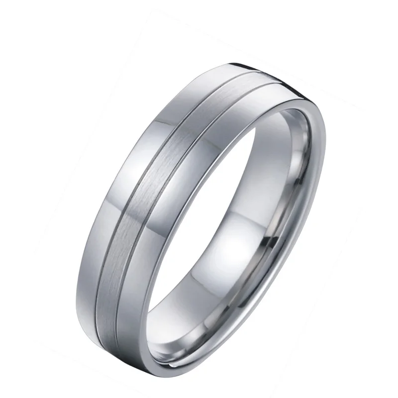 Men\'s Alliances Titanium Wedding Band Promise couple Rings for men white gold silver color 6mm USA size 7 8 9 10 11 12 13 14 15
