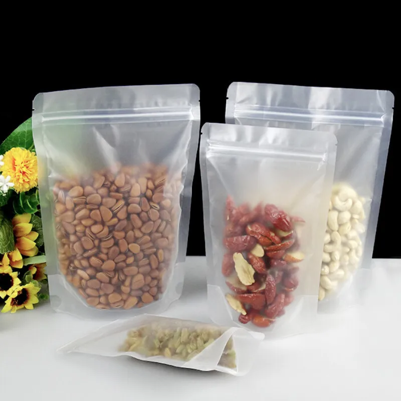 Frosted Plastic bag Clear Zip Lock Package Bags,drink Stand Up bag Food Resealable Storage pouches for nuts goods poly bag