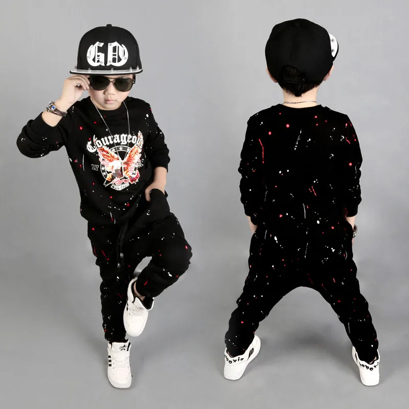 Factory Direct 2023 Spring Fall New Boys Cartoon Eagle Printing Clothing Set Kids Long Sleeved Clothes Children Sport Suit X198