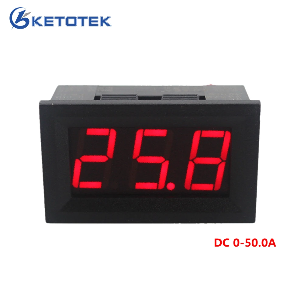 Red LED display DC Ammeter Current Panel Meter  Ampere Meter Digital Ammeter  DC 0-50.0A