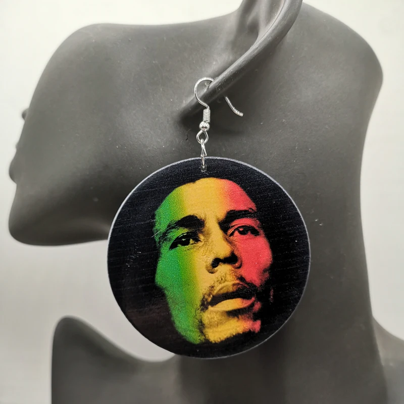 Bob Marley Marly Wooden Earrings