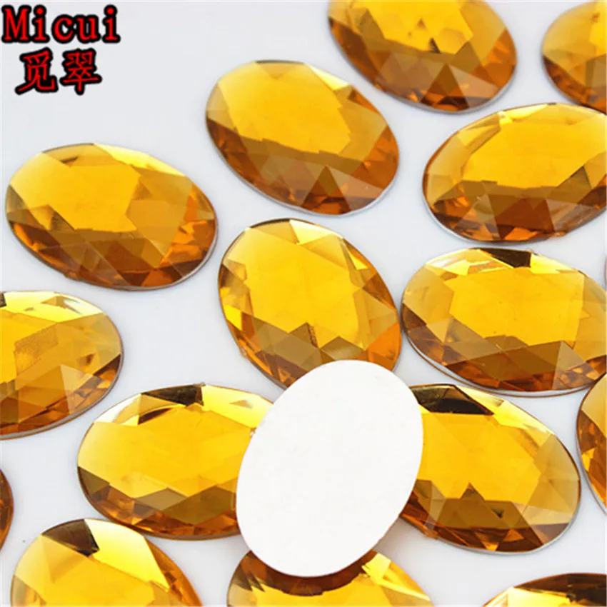 Micui 100PCS 18*25mm Oval Acrylic Rhinestones Flatback Crystals Stones For Clothes Dress Decorations Jewelry Accessories ZZ137