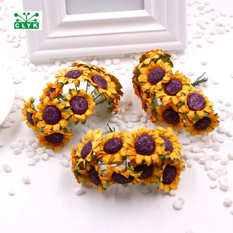 

Mini Sunflower Bouquet, Artificial Paper Flower, Home Wedding Table Decor, 3*8cm, 10Pcs