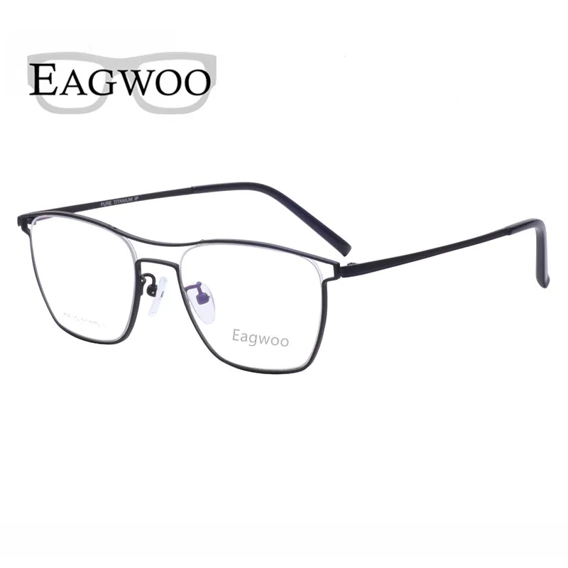 Pure Titanium Eyeglasses Frame Vintage Men Optical Frame Prescription Spectacle Double Bridge Designed Glasses For Wide face