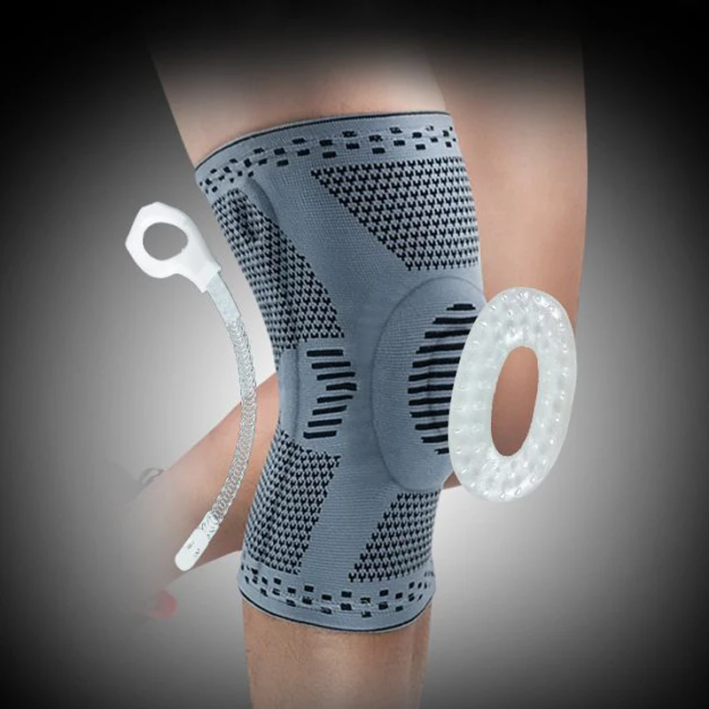 3D Knee Support Patella Brace Silicone Spring Kneepads Basketball Knitted Compression Elastic Knee Sleeve Support Sports