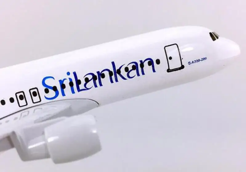 20cm Aircraft Airbus Sri Lanka A320 SriLankan Airlines Alloy Plane with Wheel Model Toys Children Kids Gift for Collection