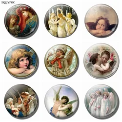 Angel Fridge Magnet 30MM Glass Cabochon Cute Cartoon Magnetic Refrigerator Stickers Note Holder Christian Catholic Home Decor