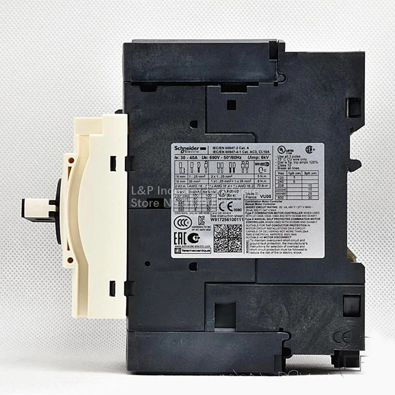 Original Schneider GV3-P40 Magnetic Motor Circuit Breaker Protection EverLink BTR Thermal GV3P40 30-40A 3P Three Phase Knob Type