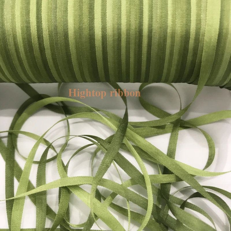 

4mm green variegated color 100% pure silk woven double face silk ribbons for embroidery handcraft project,gift packing