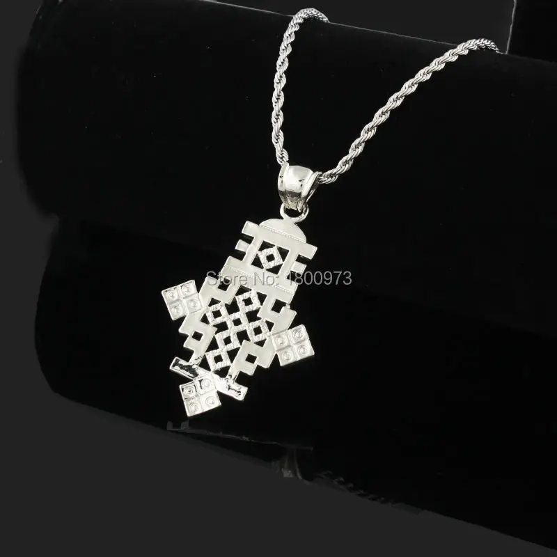 Newest Two Size Ethiopian Cross Pendant Silver Plated Fashion Jewelry Wedding for African Women Pendant Free shipping