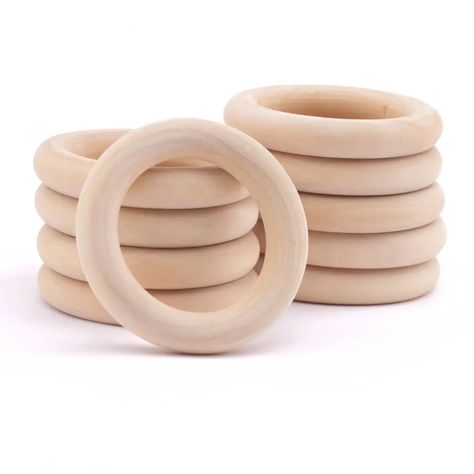 

Wooden Rings Teether Handmade Baby Natural Maple Wooden Teething Rings 40mm-70mm Necklace Bracelet DIY Crafts Wood Teether Toys