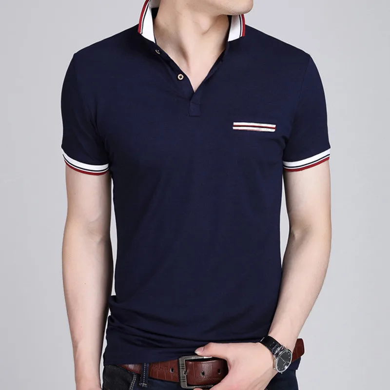 Men Polo Shirt 2024 Summer Men Business Casual Breathable White Striped Short Sleeve Polo Shirt Pure Cotton Work Clothes Polos