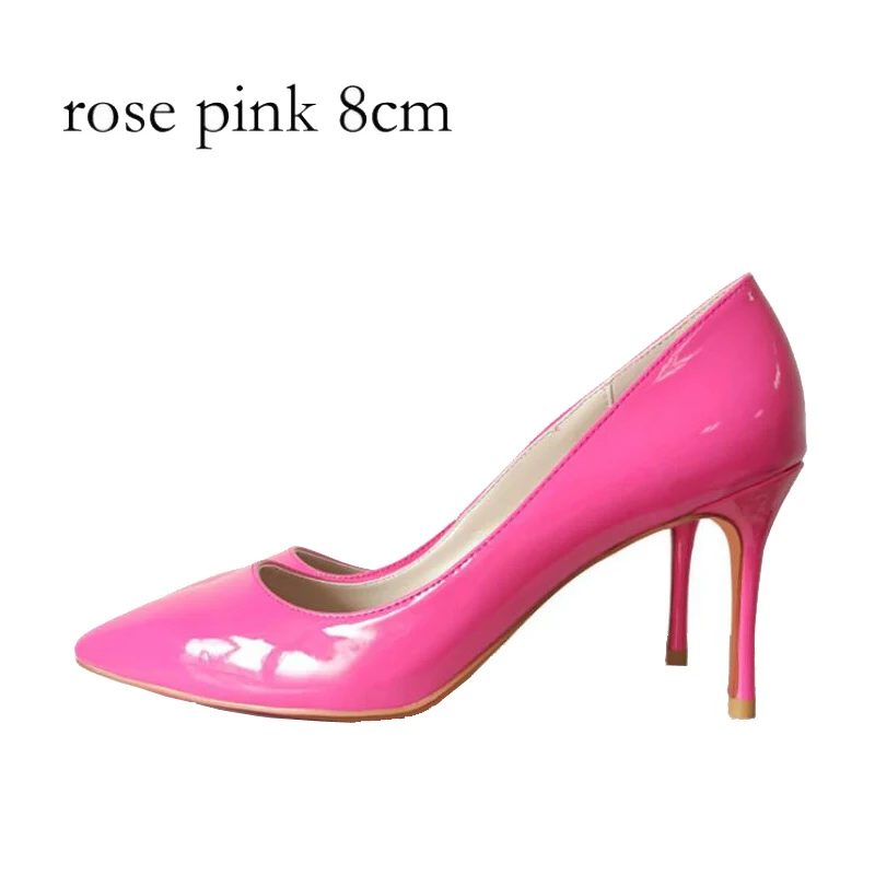 Sexy Women Pumps 8 cm 10 cm 12 cm Stilettos Women Shoes High Heel Wedding Party Shoes Patent Leather Rose Pink QP001 ROVICIYA image 4