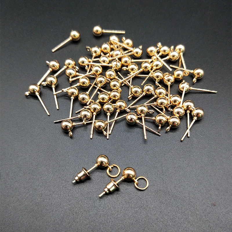 DIY Earring Jewelry Accessories 30PCs Metal Ear Pins Ball Needles and 100pcs Earring Backs 100Pcs Open Circle Jump Rings