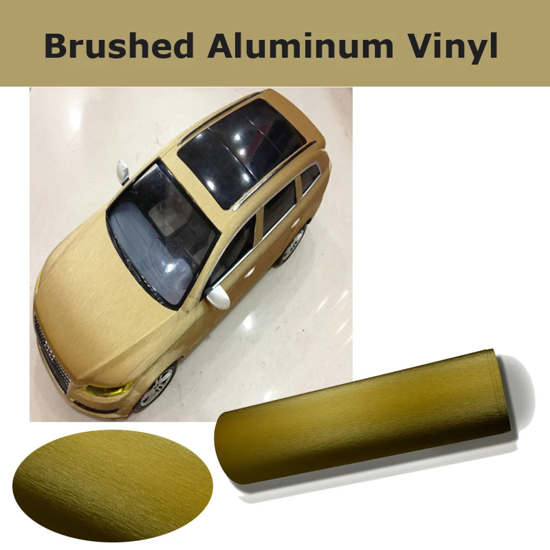 

Golden Brushed aluminum Vinyl Wrap Car wrapping Metallic Gold Brushed steel wrapping Film With Air Bubble Free 1.52*30M/Roll