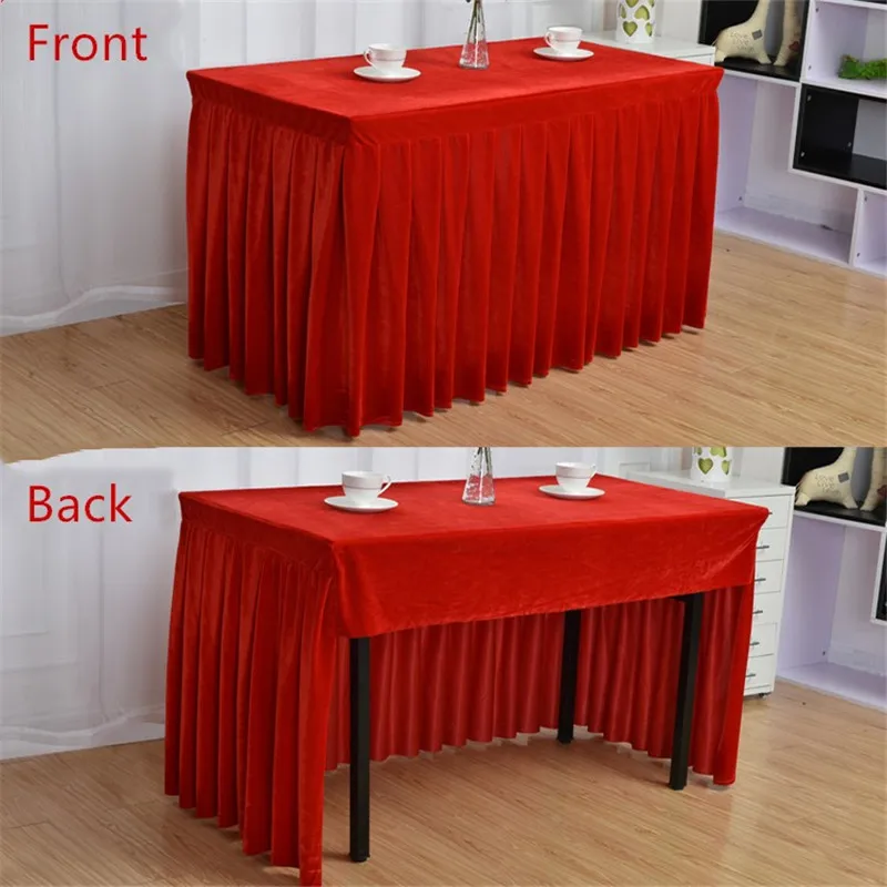 

100% Polyester One Piece Pleated Flannel Hotel Table Skirt With Table Cloth Table Cover Wedding Party Banquet Decor