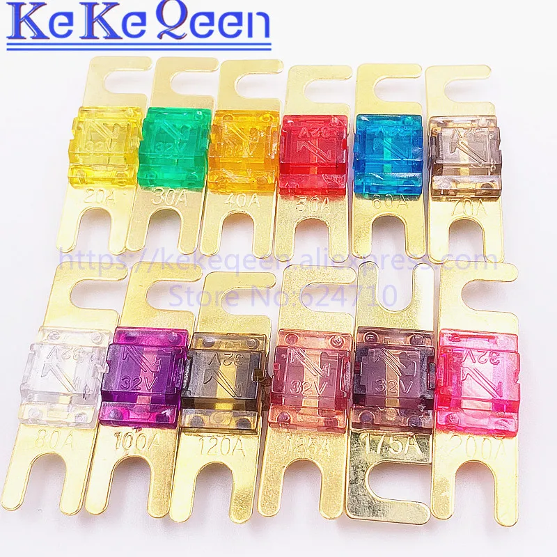 1PCS-5PCS ANS FUSE 20A 30A 40A 50A 60A 70A 80A 100A 125A 150A 175A 200A ANL Gold Plated Stud Car Fuse Mini Car Stereo Audio Fuse