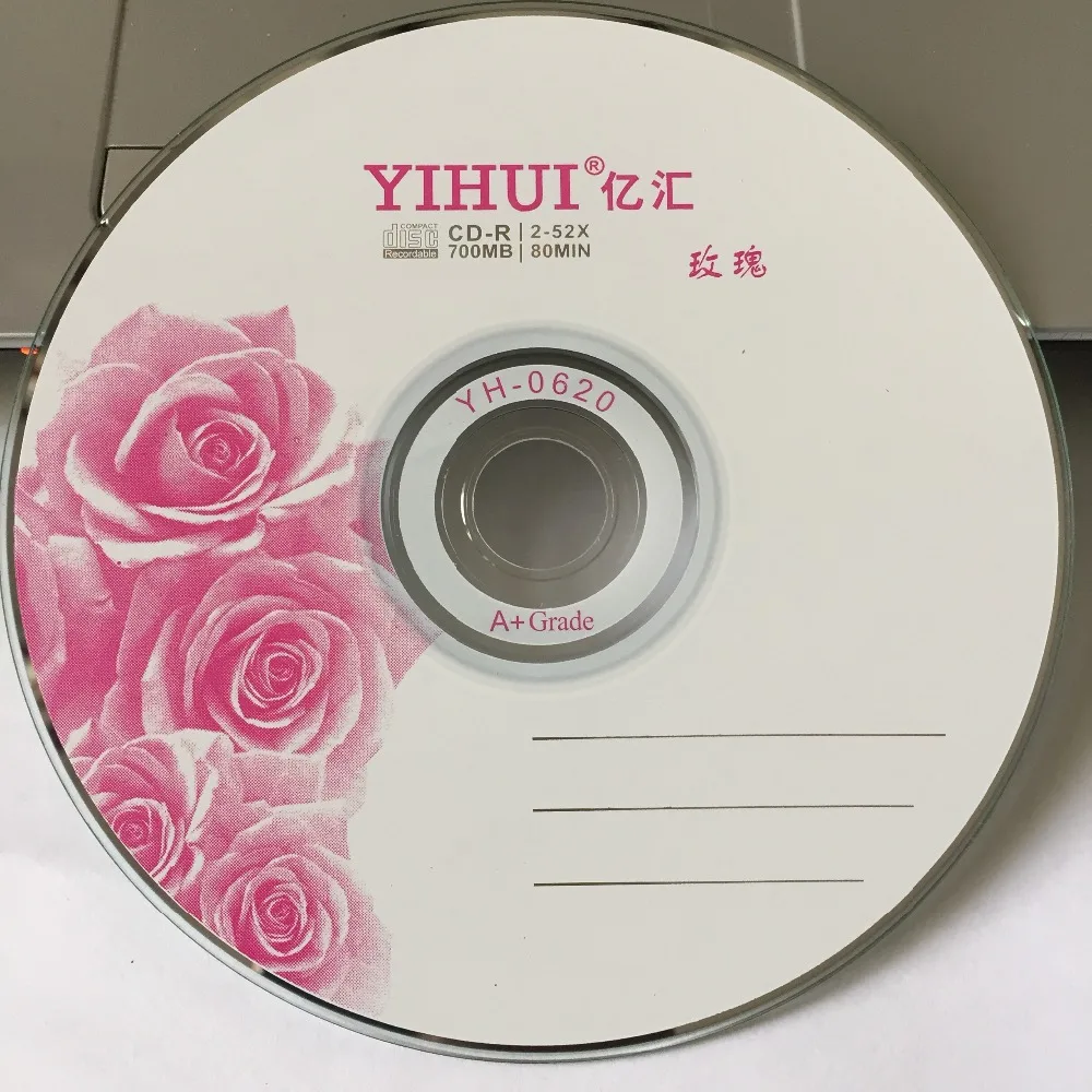 Wholesale 50 discs Grade A 700 MB Blank Yihui Printed Rose CD-R Disc