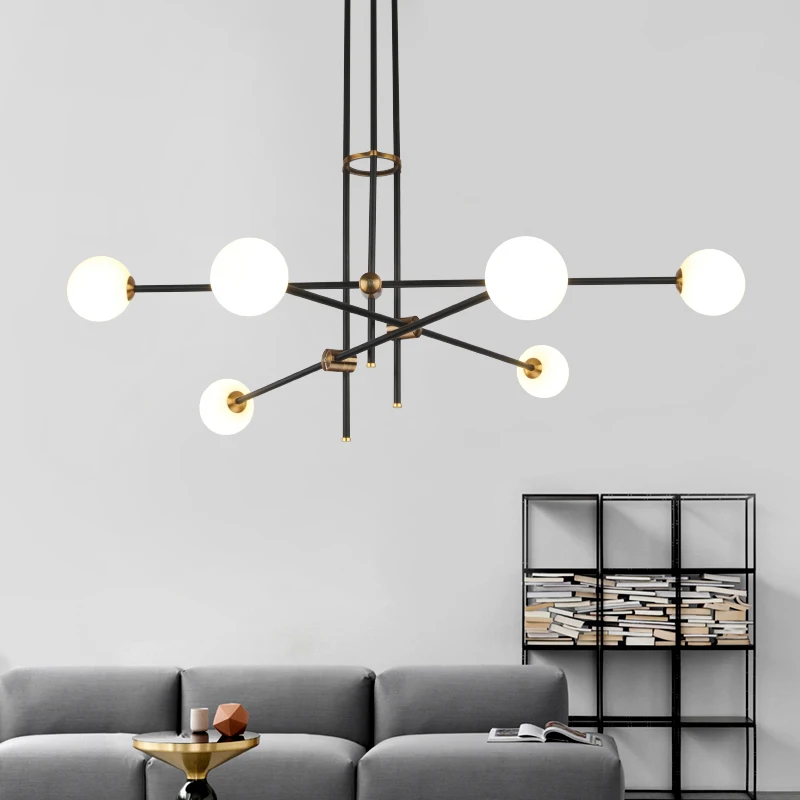 Guest room study glass ball molecules pendant lamp post-modern simple American magic beans long pipe pendant light