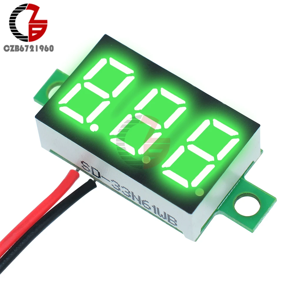 12V Car Voltmeter 0.36 inch LED Digital Voltmeter Voltage Meter Adjustable Volt Detector Tester Monitor DC 4.7-32V 2 Lead Wire