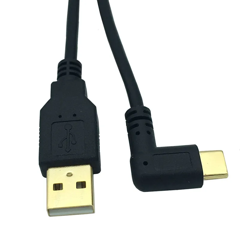 USB3.1 Type-c Left & Right Angled 90 Degree USB Male to USB Male Data Charge Connector Cable 25cm For Tablet Phone