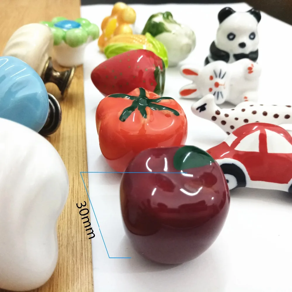 Cute Animal Ceramic Single Knob Drawer Handles Children Door Handle Cabinet Pulls Kid Dresser Knobs Cupboard Furniture Handle