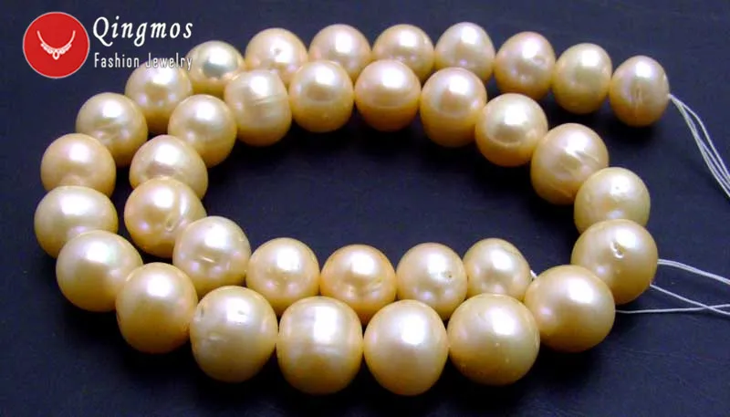 Qingmos 12-13mm White Pearl Loose Beads for Jewelry Making with Natural Round Freshwater Pearl Beads Strands 14