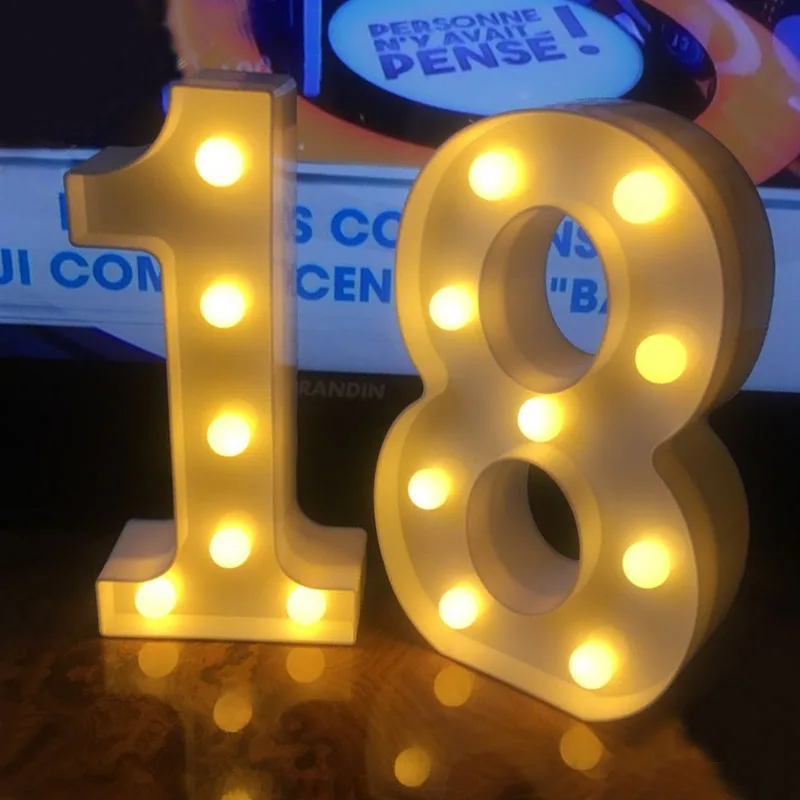 Chicinlife 2Pcs 18/30/40 Numbers LED String Night Light Birthday Party Standing Hanging Adult Party Anniversary Decor Supplies