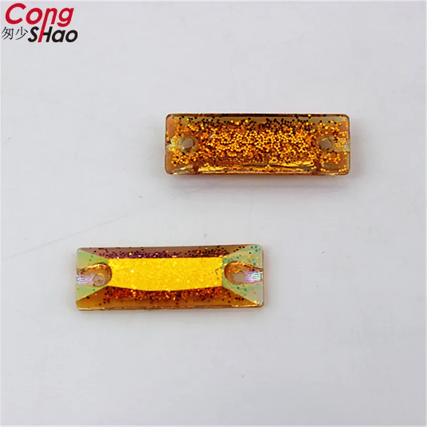 Cong Shao 200PCS 6*18mm AB Color rectangle Resin Rhinestones stones and crystals flatback sewing 2 Hole DIY Wedding Dress CS165